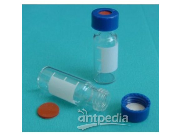 样品瓶盖垫：9mm螺纹口瓶盖,蓝色,中心孔，红色硅胶/白色PTFE预切口隔垫