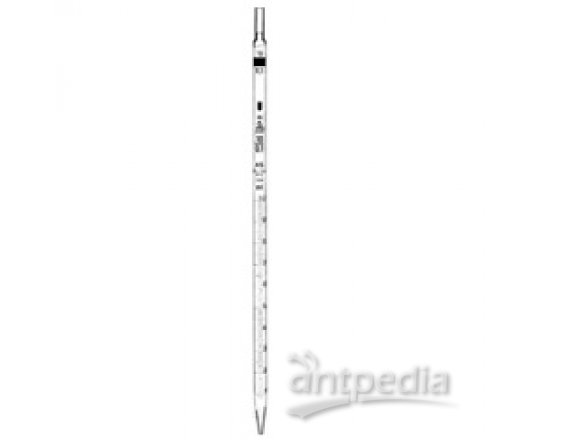 Grad. pipette, 25:0,1 ml, class AS, 0-point in the tip,  acc. to DIN EN ISO 385, for complete swift delivery,   conformity certified, waiting time 5 s., DIFFICO brown,   color-code white  Pa