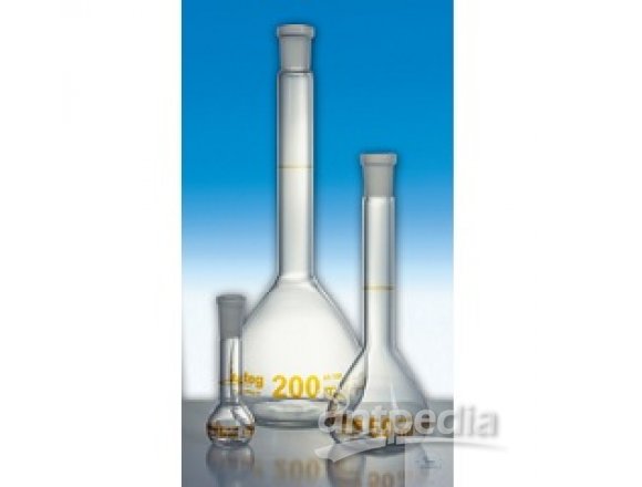 VOLUMETRIC FLASK， 500 ML， ST 19/26， DIN-A，  CONFORMITY CERTIFIED， RING MARK， INSCRIPTION，  WI