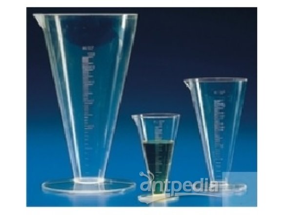 MEASURES,CONICAL SHAPE WITH ROUND BASE, 500:10 ML,  SPOUT WITHOUT HANDLE, DIN-B, GRADUATED, PMP