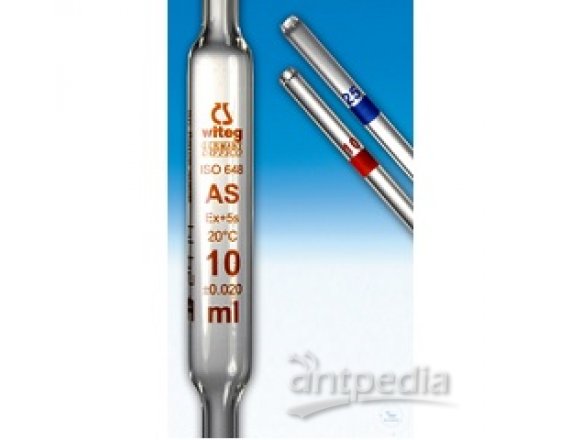 VOLUMETRIC PIPETTES CLASS AS, WITH 1 MARK, CAPACITY ML 7,5, CONFORMITY CERTIFIED