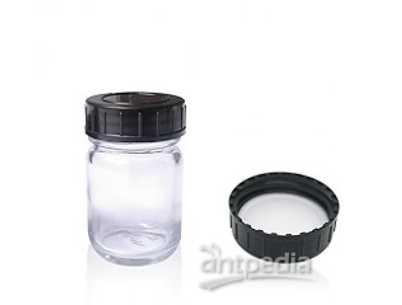 50ml透明玻璃广口瓶，含PPN盖子及PE衬垫，DIN 40