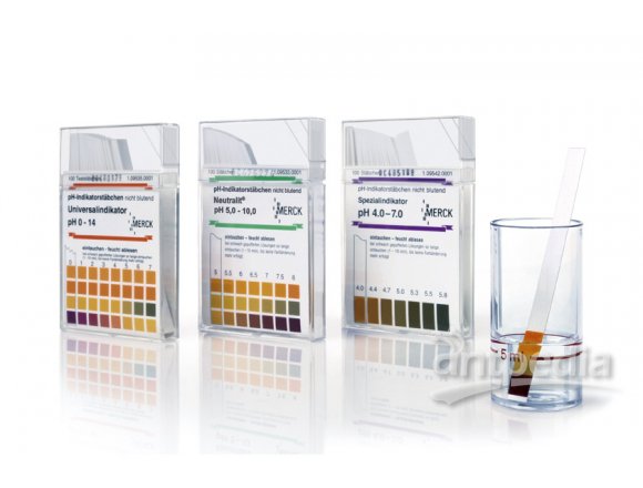 氨测试条 Method: colorimetric with test strips and reagent 10 - 30 - 60 - 100 - 200 - 400 mg/l NH₄⁺ Merckoquant®