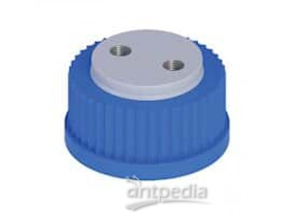 Cole-Parmer VapLock™ Solvent Delivery Cap with 304 SS Port Thread Inserts, four 1/4"-28, GL45; 1/ea