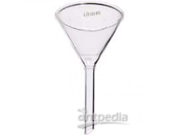 Cole-Parmer elements Short Stem Funnel, Glass, 75 mm dia, 6/pk