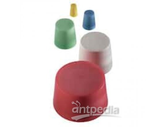 Cole-Parmer Solid Color-Coded Silicone Stoppers, Standard Size 000, White; 50/Bag