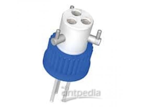 Diba Omnifit® Q-Series Solvent Bottle Cap, GL45, 2 UNF(F) ports with valves, blue; 1/ea