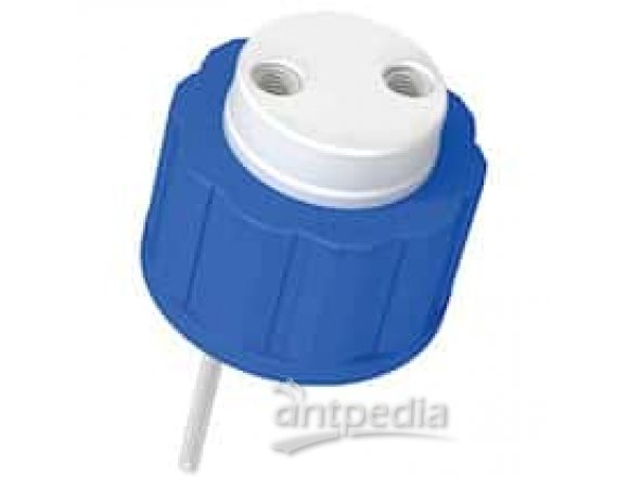 Diba Omnifit® Q-Series Solvent Bottle Cap, GL45, 2 UNF(F) ports without valves, blue; 1/ea