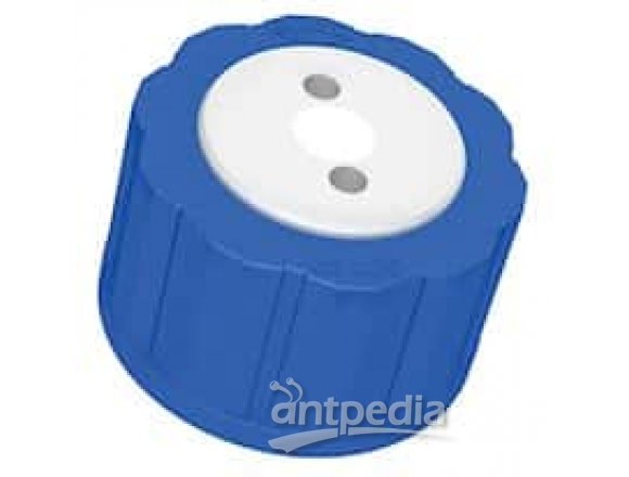 Diba Omnifit® T-Series Solvent Bottle Cap, GL45, 2 Luer ports with valve, blue; 1/ea