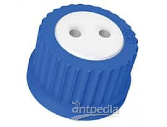 Diba Omnifit® T-Series Solvent Bottle Cap, GL45, 4 Luer ports without valve, blue; 1/ea