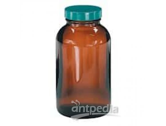 Qorpak GLC-02164 Precleaned Amber Glass Wide-Mouth Bottle, 960 mL, PTFE-lined cap, 12/Cs