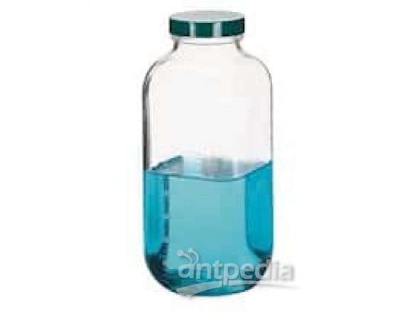 Qorpak GLC-01339 Precleaned Square Glass Wide-Mouth Bottle, PTFE Cap; 240 mL, 24/Cs