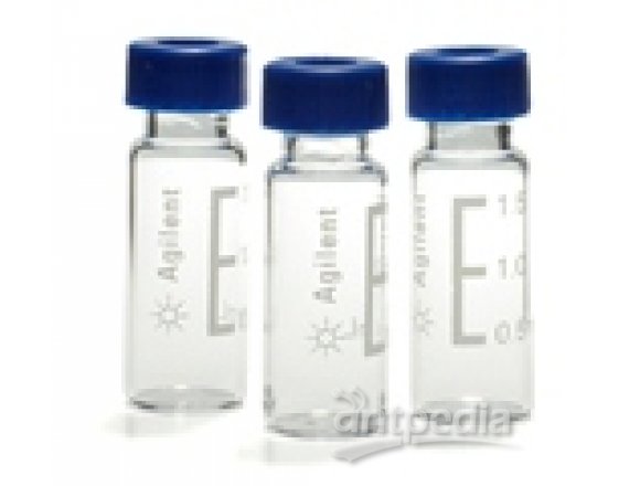 安捷伦Agilent 2ml螺纹口样品瓶和瓶盖 透明样品瓶蓝色盖 PTFE/红色硅胶隔垫 5182-0553